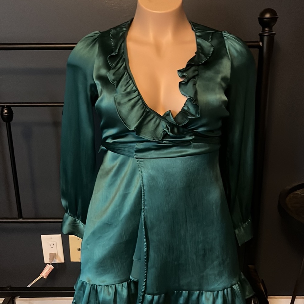 Emerald green wrap dress